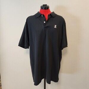 Psycho Bunny Men's Black Short Sleeve Pima Cotton Polo Shirt Size 8/XXL